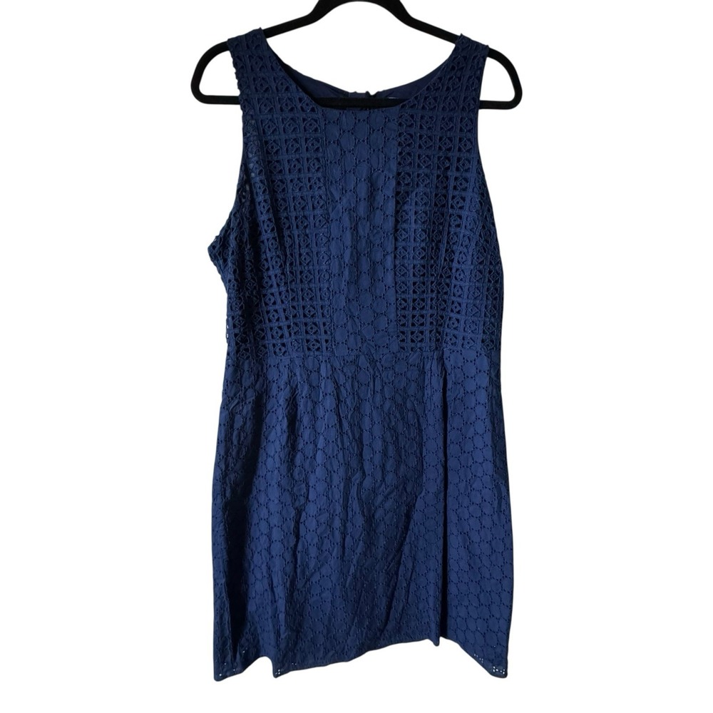 Old Navy Dress Size‎ 14 Navy Blue Eyelet Sleeveless fit & flare Sundress Lined